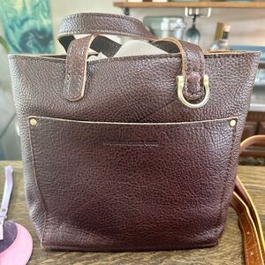 BNNU Portland Leather Mini Crossbody Tote Zippered in Coldbrew